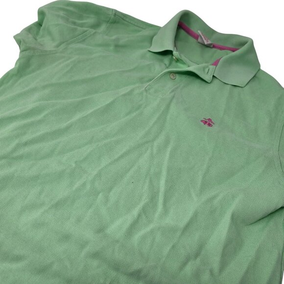 Brooks Brothers Green‎ Polo Shirt Medium Original Fit Supima Cotton Pink Logo - Picture 1 of 5